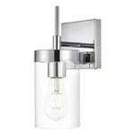 Living District Benny 1-LIGHT Iron & Glass Bath Sconce Chrome/clear. Fixed Price $70.00.