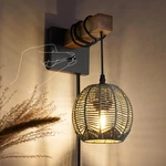 Vintage Dimmable Wall Sconce Handmade Rattan Lampshade Plug-in Bedroom. Fixed Price $35.99.