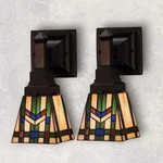 Meyda Tiffany Prairie Wheat Wall Sconces 25894 Pair Stained Glass Mission Bronze. Fixed Price $284.97.