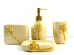 Virtune Vintage Rose 4 Piece Ceramic Bathroom Set Soap Dispenser New. Fixed Price $29.95.
