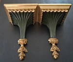 *2* Fluted Ornate Gold Leaf Black Wall Sconce 14 Maximalist Lux Regency. Fixed Price $250.00.