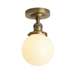 Pathson Industrial Semi-flush Ceiling Light W/ 5.9" Globe Milk White Glass Shade. Fixed Price $51.99.