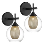 Audickic Black Wall Sconce Set Of 2, Bathroom Vanity Light Fixture With Clear.... Fixed Price $106.39.