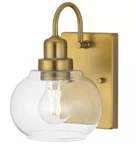 Hdc Halyn 1-LIGHT Vintage Brass Indoor Wall Sconce With Clear Glass Shade. Fixed Price $11.72.