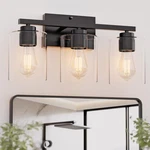 Honesorn Bathroom Vanity Light, 3 Fixtures, Matte Black With Clear Glas.... Fixed Price $40.46.