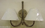 Venetian Silver Wall Sconce White Rice Paper Shades. Fixed Price $98.95.