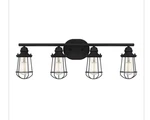 Hampton Bay Southbourne 28 In. 4-LIGHT Matte Black Vanity Open Cage Frame. Fixed Price $32.00.