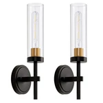 Black And Gold Hardwired Wall Sconces Set Of 2, Modern Bathroom Vanity Sconce.... Fixed Price $85.64.