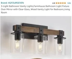 3 Light Bathroom Vanity Farmhouse Style Wood. Fixed Price $60.00.