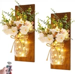 Mason Jar Wall Sconces Led Fairy Lights Farmhouse Decor Set Of Two. Fixed Price $46.60.