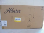 Hunter Hepburn 3-LIGHT Modern Brass Shaded Chandelier Cased White Glass Shades. Fixed Price $94.98.