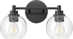 Vonluce 2-LIGHT Black Bathroom Vanity W/ Globe Glass Shades E26 Sockets. Fixed Price $30.00.