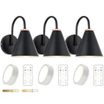 Battery Operated Black Faux-wood Industrial Wall Sconce Set Of 3, Easy Ins.... Fixed Price $63.85.