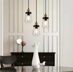 Uolfin Modern Black Brass Cylinder Kitchen Island Pendant Light W/ Glass Shade. Fixed Price $39.99.