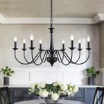 Rustic Black Farmhouse Chandelier - 8 Light Fixture For Dining Room & Living Spa. Fixed Price $150.99.