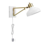 Globe Electric Campbell White And Brass Swing Arm Wall Sconce. Fixed Price $41.45.