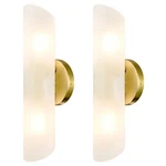 Daycent 2-LIGHT Brass Wall Sconce Frosted Glass Bathroom Vanity Fixture. Fixed Price $179.99.