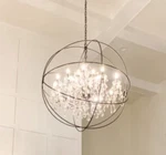 46" Restoration Iron Hardware Foucault Orb Style Crystal Candle Chandelier Foyer. Fixed Price $1716.00.