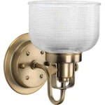 Progress Lighting 1-LIGHT Vintage Brass Clear Prismatic Glass Bath Vanity. Fixed Price $29.95.