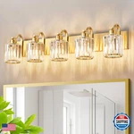 Aixialin Modern Crystal Bathroom Vanity 5 Lights Crooked Gold Over Mirror. Fixed Price $196.78.