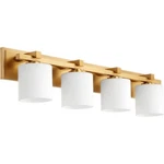 Quorum Light Cylinder Vanity, Aged Brass 5369-4-80. Fixed Price $401.00.