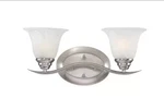 Volume Lighting Trinidad 2-LIGHT Brushed Nickel Vanity W/alabaster Shades. Fixed Price $22.55.