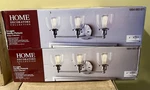 Home Decorators Collection Evelyn 26.75 In 3-LIGHT Brushed Nickel Vanity. Fixed Price $60.00.