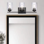 Bel Air Lighting 22 In. 3-LIGHT Black Bathroom Vanity Fixture Seeded Glass. Fixed Price $39.95.