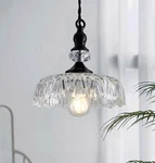 Vintage Glass Pendant Light Fixture Black Modern Adjustable Chandelier Hangin.... Fixed Price $45.00.