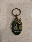Vintage Canada Stained Glass Keychain Elk Moose Forest Ring Fob. Fixed Price $8.49.