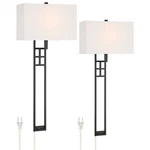 Possini Euro Ventano 38" High Black Metal Plug-in Wall Lamps Set Of 2. Fixed Price $359.98.