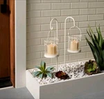 2CT Outdoor Stake Candle Lantern Powder Coated White Finish - Hearth & Hand. Fixed Price $28.99.