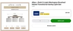 Allen + Roth 3-LIGHT Vanity Lighting Brushed Nickel Finish 0036749. Fixed Price $70.00.