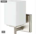 Quorum Delta Glass Wall Sconce Lighting, 1LT, 75 Watts, Satin Nickel. Fixed Price $35.99.