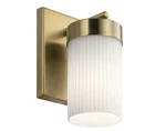Kichler Ciona 9 In. 1-LIGHT Brushed Natural Brass Bathroom Wall Sconce. Fixed Price $127.49.