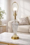 Cut Glass Crystal Table Lamp With Gold Base Diamond Pattern Glossy Finish. Fixed Price $50.00.