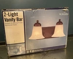 Bel Air Vanity Lighting 2-LIGHT Oiled Bronze Finish W/ Marbleized Glass Shades. Fixed Price $35.00.