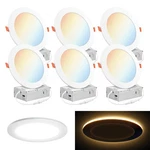 Parmida 6 Pack Inch 5CCT Led Recessed Ceiling With Night Light, 2700K.... Fixed Price $42.00.