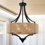 Puming Rattan Farmhouse Chandeliers For Dining ROOM,6-LIGHT Black Modern Chan.... Fixed Price $229.34.