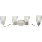 Durrell 4-LIGHT Brushed Nickel Clear Glass Coastal Bath Vanity By Progress. Fixed Price $167.74.