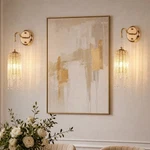 2 Pack 17'' Gold Led Wall Light Indoor Luxury Raindrop Crystal Sconce Fixture. Fixed Price $105.99.