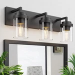 Bathroom Vanity Light, 3 Matte Black Lights With Clear Glass Sha.... Fixed Price $88.19.