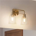 Kichler Meller 15.25" Light Vanity Clear Glass Champagne Bronze 55101 Cpz New. Fixed Price $54.99.