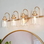 Uolfin Bell Bathroom Vanity 28.3-IN 4-LIGHT Brass Gold Wall Sconce A04592. Fixed Price $69.99.
