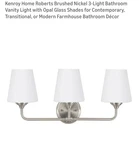 Kenroy Home Brushed Nickel 3-LIGHT Bathroom Vanity & Opal Glass Shades.. Fixed Price $74.99.