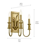 Kichler Karthe Light Wall Sconce, Natural Brass - 52473NBR. Fixed Price $125.00.