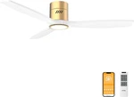 Oponl 52IN White Wood Ceiling Fan Light Remote Reversible Flush Mount #R047. Fixed Price $85.47.