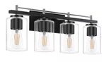 Hkmgt Farmhouse 24" 4-LIGHT Chrome Black Bathroom Vanity With Glass Shade. Fixed Price $45.00.