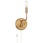 Possini Euro Ophelia 9 1/2"H Warm Brass Plug-in Swing-arm Wall Sconce. Fixed Price $95.00.