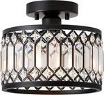 Modern Crystal Black Semi Flush Mount Ceiling Light - 9 Inch Fixture. Fixed Price $42.97.
